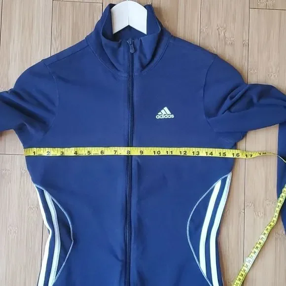 3️⃣💲2️⃣0️⃣ ADIDAS navy zip front athletic top sweat top XS - Picture 11 of 13